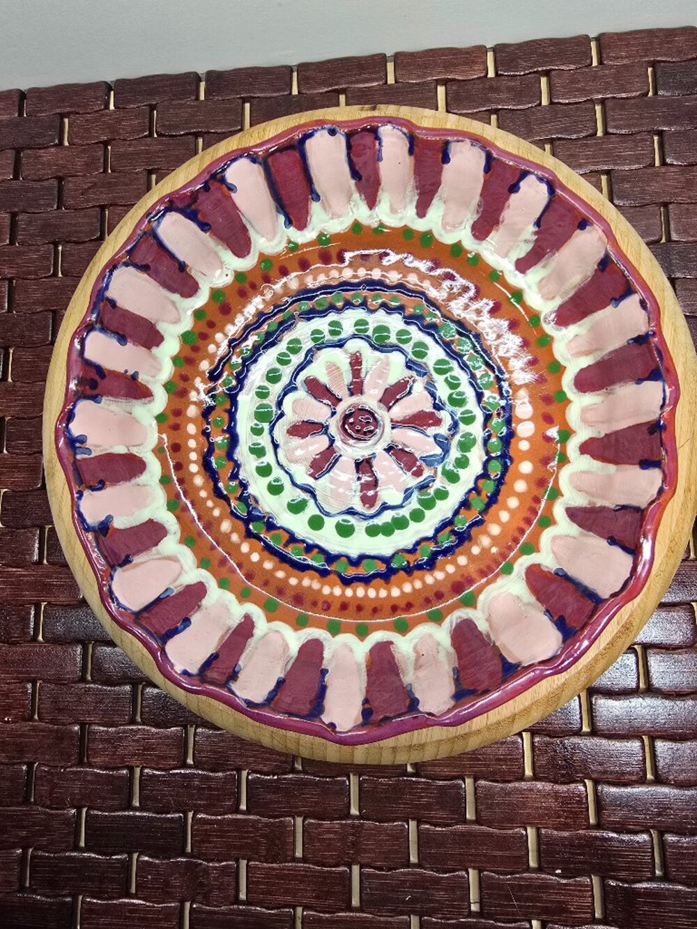 Vintage Handmade Artisan Red Clay Pie / Casserole Plate Ceramic Pottery